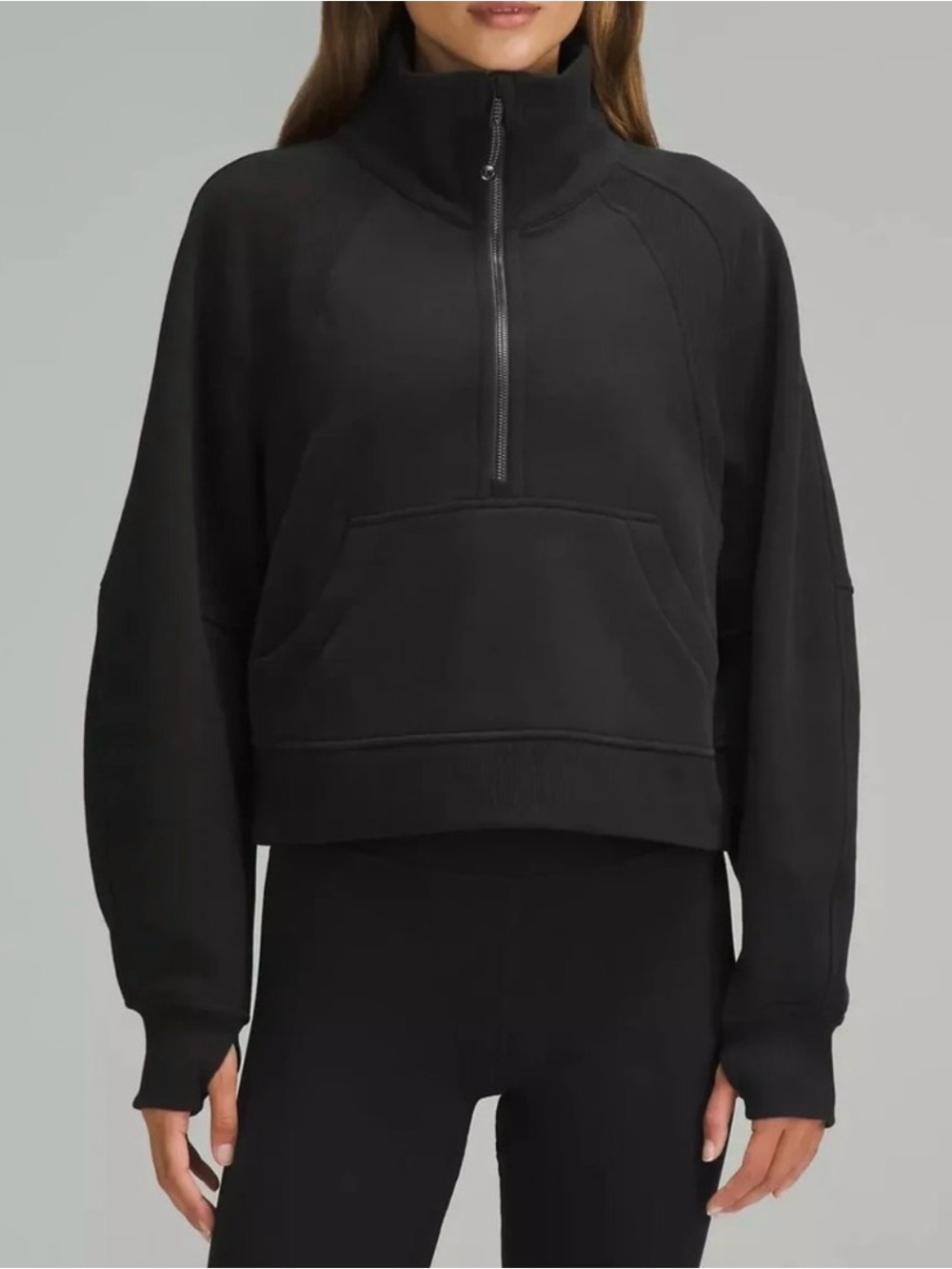 Lululemon Black Scuba Cropped Quarter Zip XS/S Funnel Neck Sweatshirt
